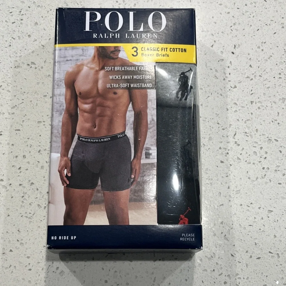 Polo Ralph Lauren Mens Classic Fit Cotton Boxer Briefs 3 pack Size Medium